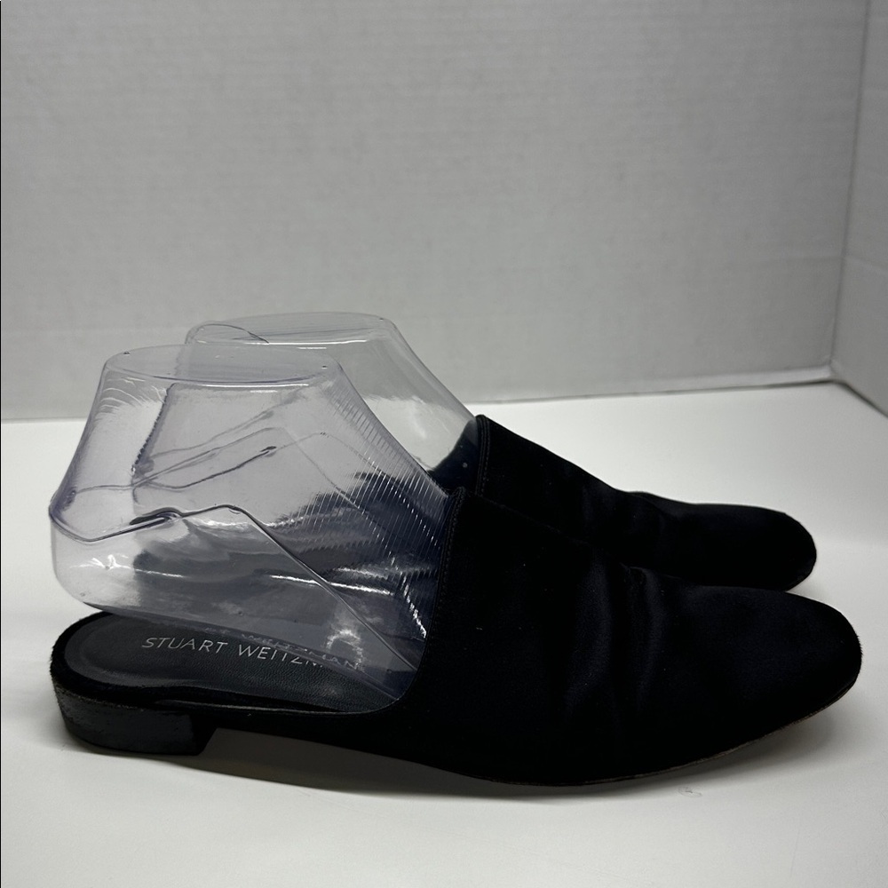 Stuart Weitzman Mulearky Satin Mule Slip On Open Back Shoes Silky Black Size 8 - Picture 4 of 9